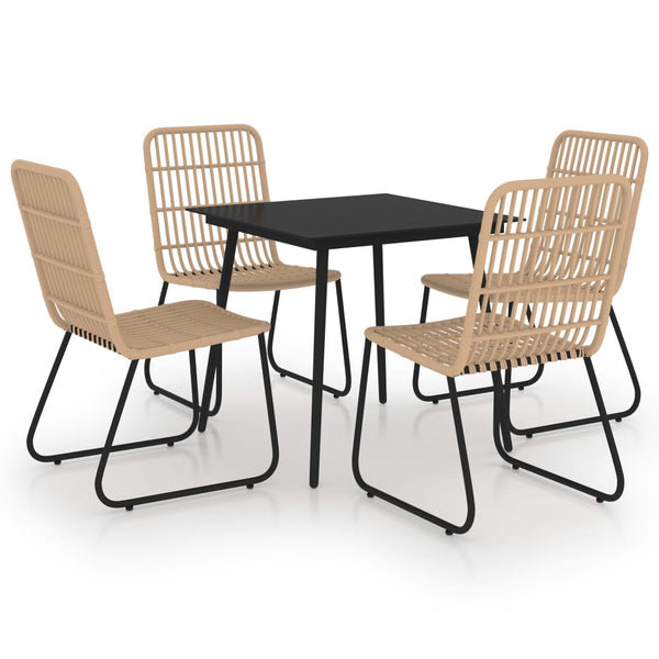 vidaXL 5-piece Garden Dining Set Poly Rattan and Glass