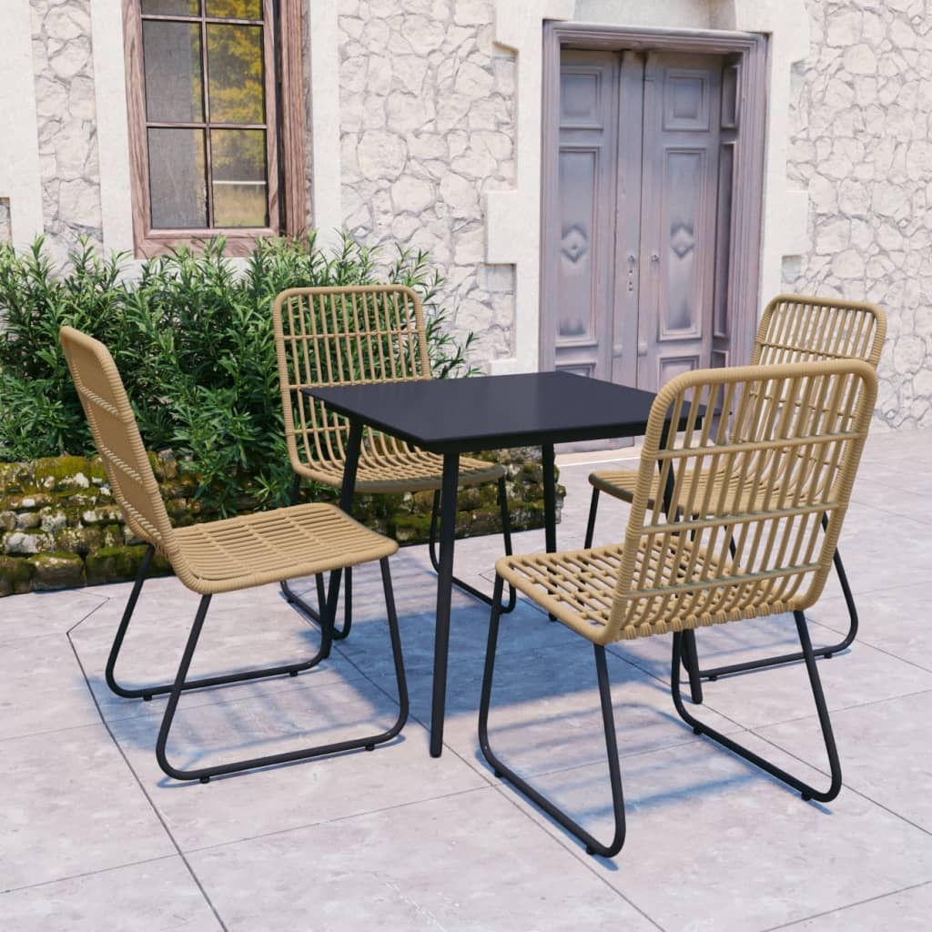vidaXL 5-piece Garden Dining Set Poly Rattan and Glass