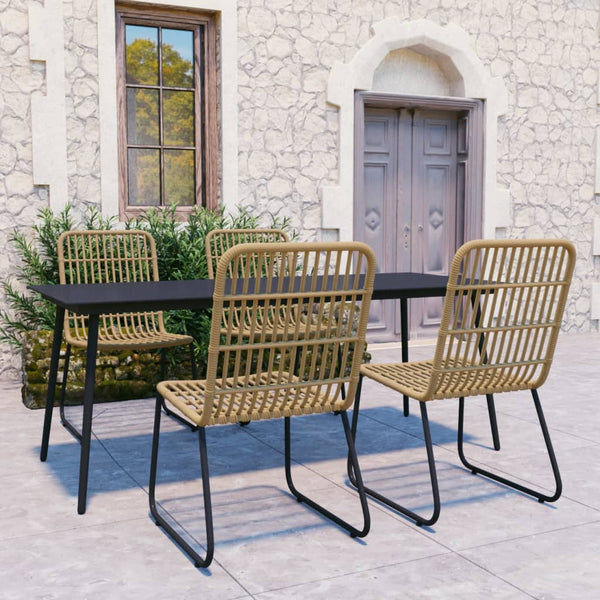 vidaXL 5-piece Garden Dining Set Poly Rattan and Glass
