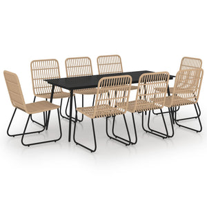 vidaXL 9-piece Outdoor Dining Set Poly Rattan and Glass
