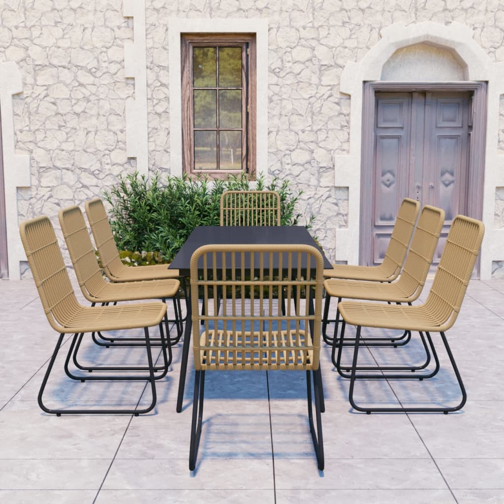 vidaXL 9-piece Outdoor Dining Set Poly Rattan and Glass