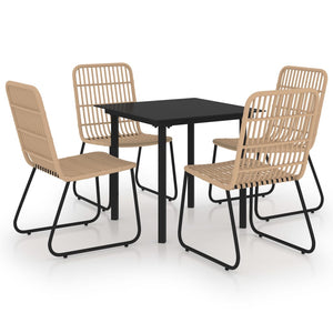 vidaXL 5-piece Garden Dining Set Poly Rattan and Glass
