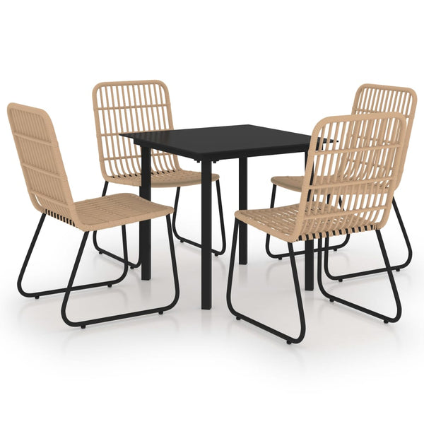 vidaXL 5-piece Garden Dining Set Poly Rattan and Glass