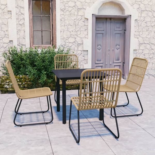 vidaXL 5-piece Garden Dining Set Poly Rattan and Glass