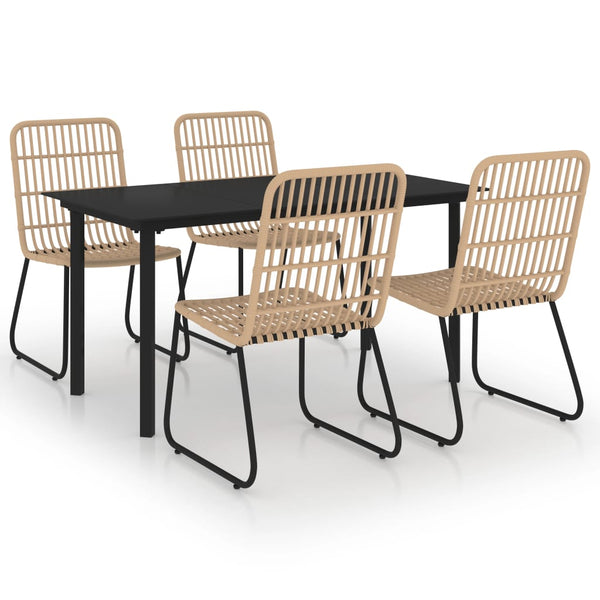 vidaXL 5-piece Garden Dining Set Poly Rattan and Glass