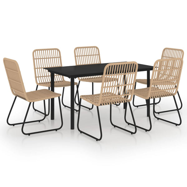 vidaXL 7-Piece Garden Dining Set Poly Rattan and Glass