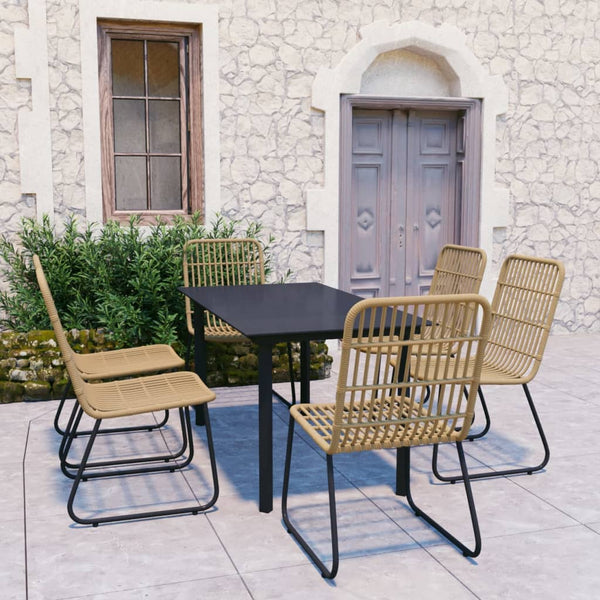 vidaXL 7-Piece Garden Dining Set Poly Rattan and Glass