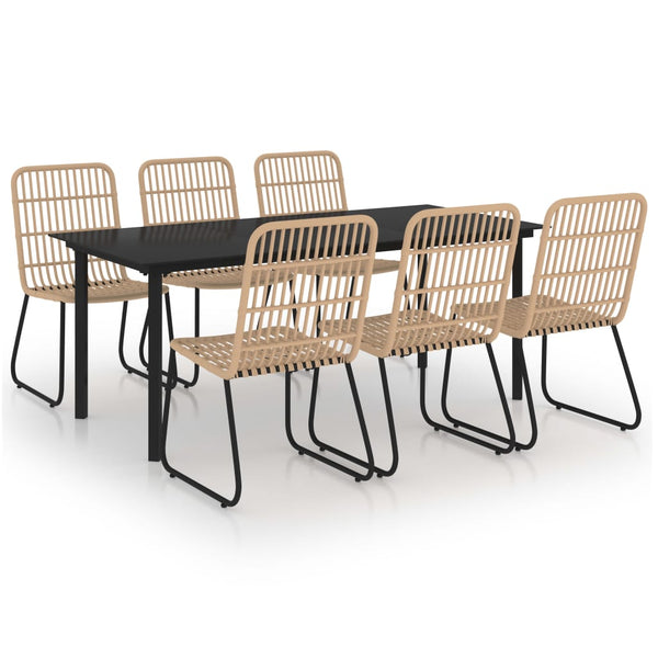 vidaXL 7-Piece Garden Dining Set Poly Rattan and Glass