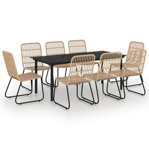 vidaXL 9-piece Outdoor Dining Set Poly Rattan and Glass