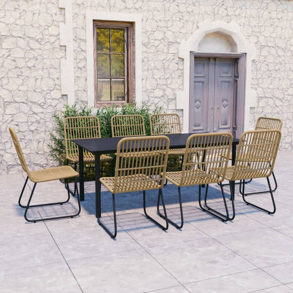 vidaXL 9-piece Outdoor Dining Set Poly Rattan and Glass