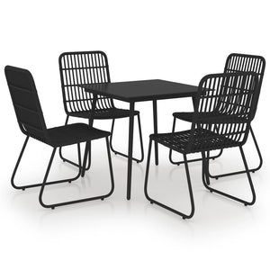vidaXL 5-piece Garden Dining Set Poly Rattan and Glass