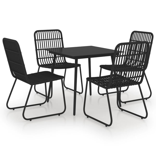 vidaXL 5-piece Garden Dining Set Poly Rattan and Glass