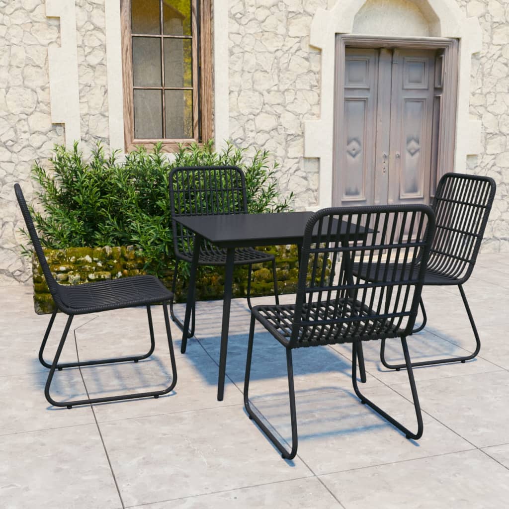vidaXL 5-piece Garden Dining Set Poly Rattan and Glass