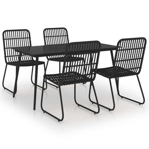vidaXL 5-Piece Garden Dining Set Poly Rattan and Glass