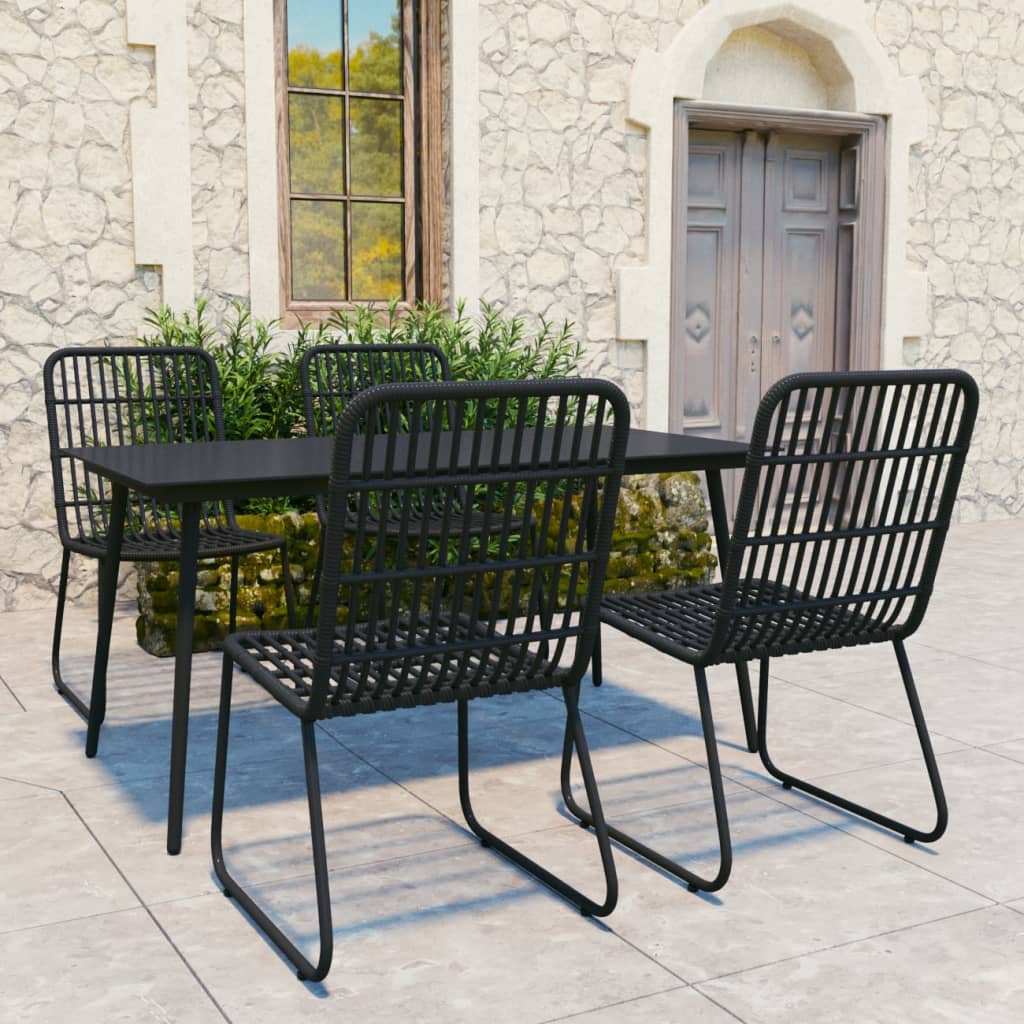 vidaXL 5-Piece Garden Dining Set Poly Rattan and Glass