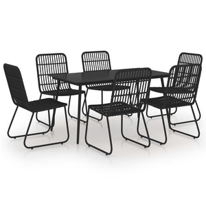 vidaXL 7-Piece Garden Dining Set Poly Rattan and Glass