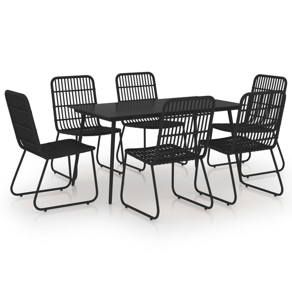 vidaXL 7-Piece Garden Dining Set Poly Rattan and Glass