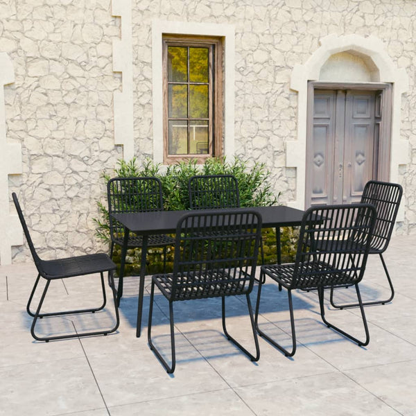vidaXL 7-Piece Garden Dining Set Poly Rattan and Glass