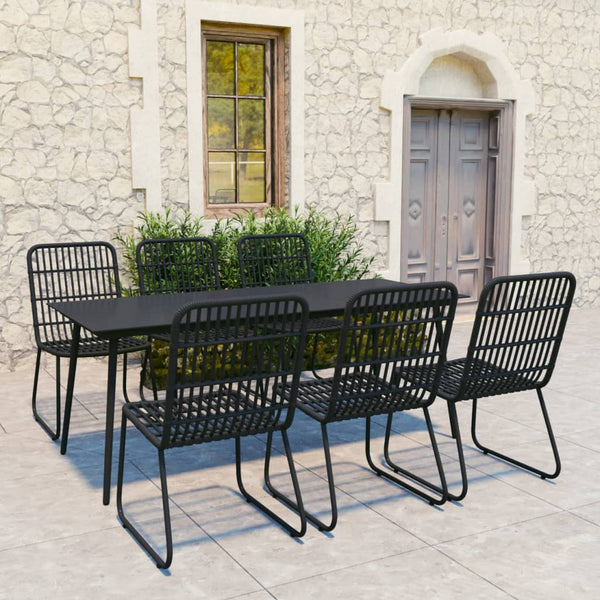 vidaXL 7-Piece Garden Dining Set Poly Rattan and Glass