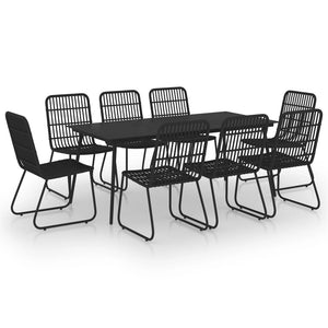 vidaXL 9-piece Outdoor Dining Set Poly Rattan and Glass