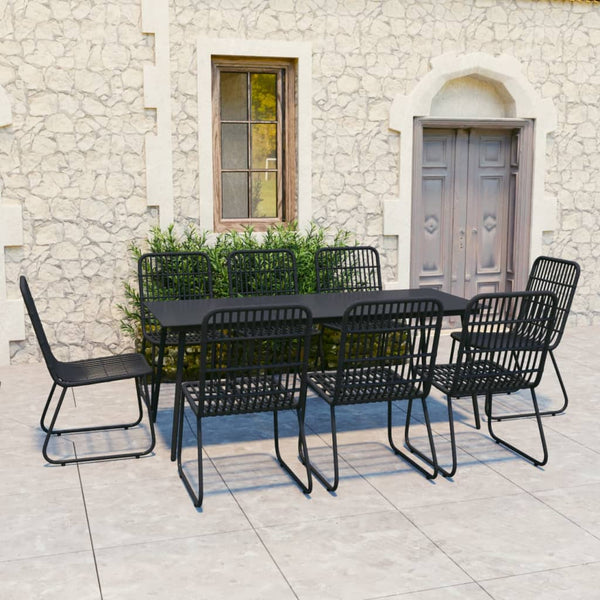 vidaXL 9-piece Outdoor Dining Set Poly Rattan and Glass