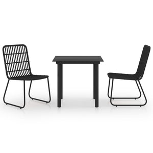 vidaXL 3-Piece Garden Dining Set Poly Rattan and Glass