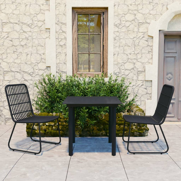vidaXL 3-Piece Garden Dining Set Poly Rattan and Glass