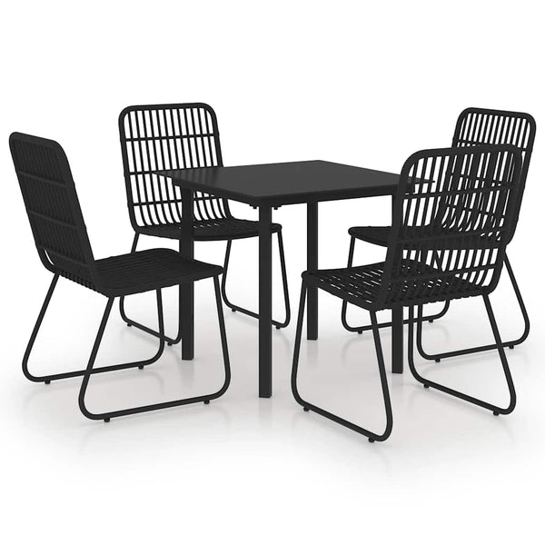 vidaXL 5-piece Garden Dining Set Poly Rattan and Glass