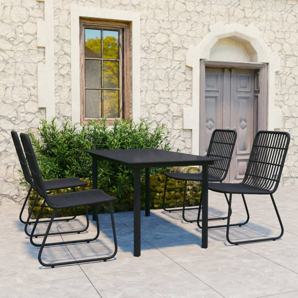 vidaXL 5-Piece Garden Dining Set Poly Rattan and Glass