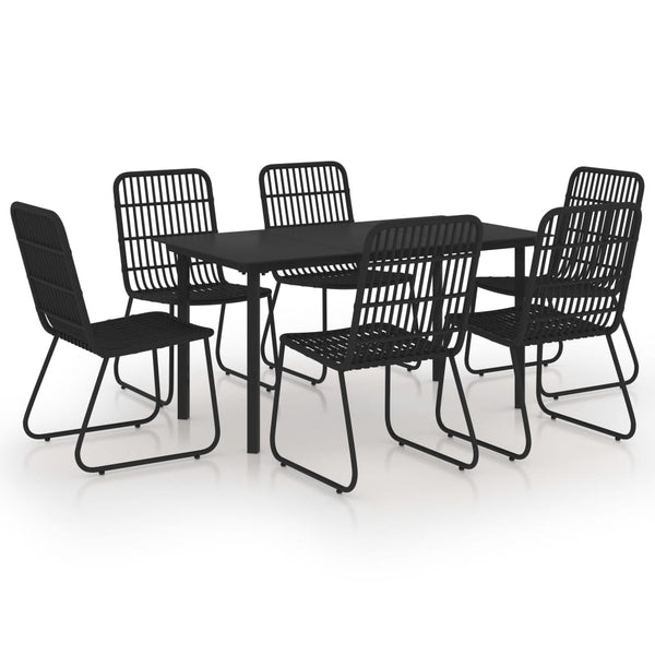 vidaXL 7-Piece Garden Dining Set Poly Rattan and Glass