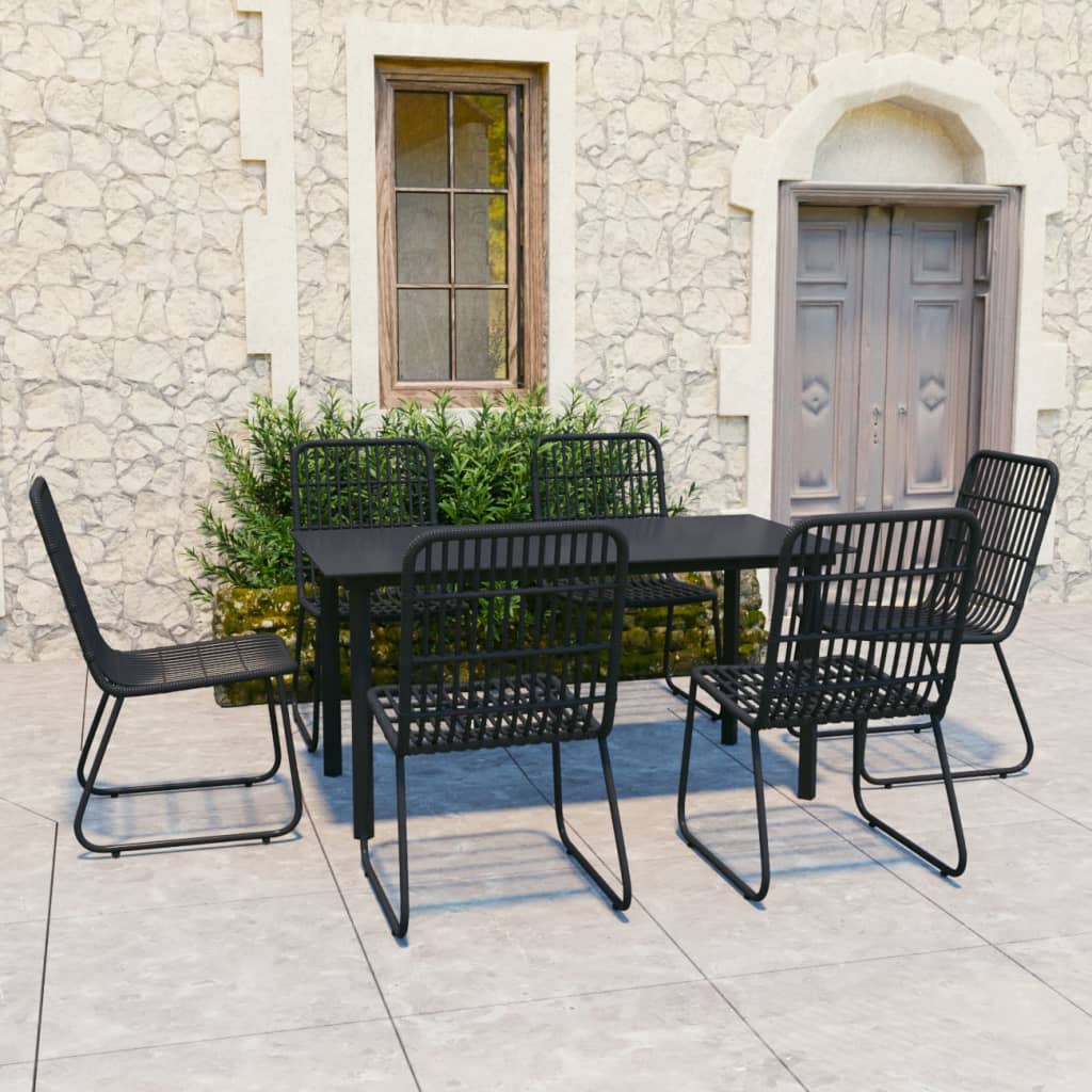 vidaXL 7-Piece Garden Dining Set Poly Rattan and Glass