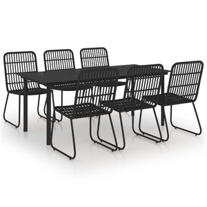 vidaXL 7-Piece Garden Dining Set Poly Rattan and Glass