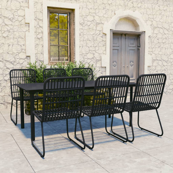 vidaXL 7-Piece Garden Dining Set Poly Rattan and Glass