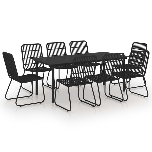 vidaXL 9-piece Outdoor Dining Set Poly Rattan and Glass