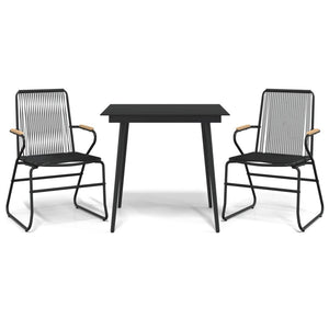 vidaXL 3-Piece Garden Dining Set Black PVC Rattan