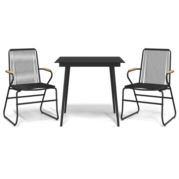 vidaXL 3-Piece Garden Dining Set Black PVC Rattan