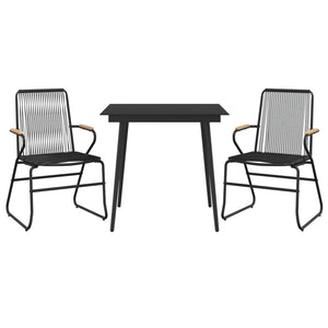 vidaXL 3-Piece Garden Dining Set Black PVC Rattan