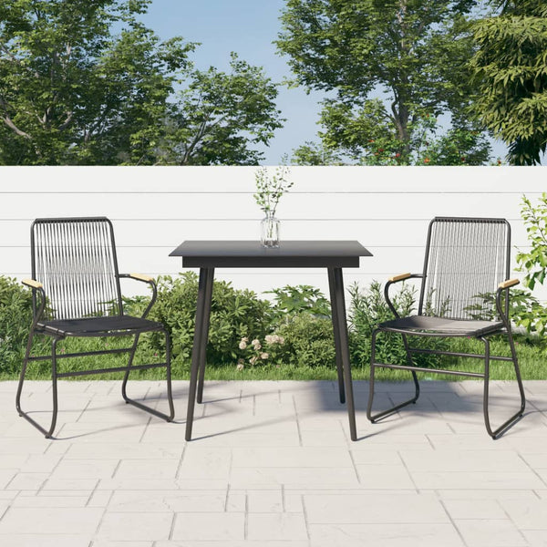 vidaXL 3-Piece Garden Dining Set Black PVC Rattan