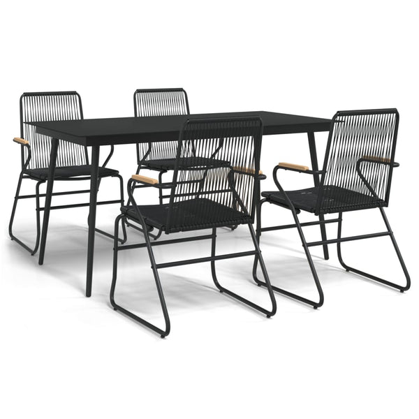 vidaXL 5-piece Garden Dining Set Black PVC Rattan
