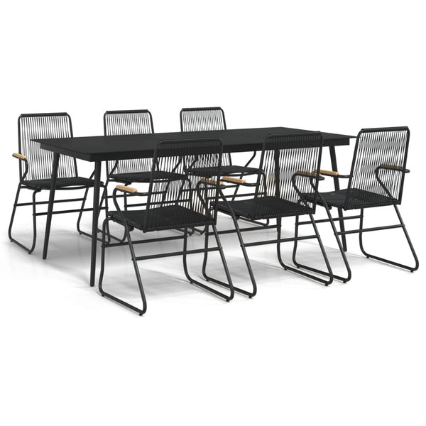 vidaXL 7-Piece Garden Dining Set Black PVC Rattan