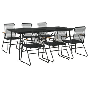 vidaXL 7-Piece Garden Dining Set Black PVC Rattan