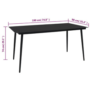 vidaXL 7-Piece Garden Dining Set Black PVC Rattan