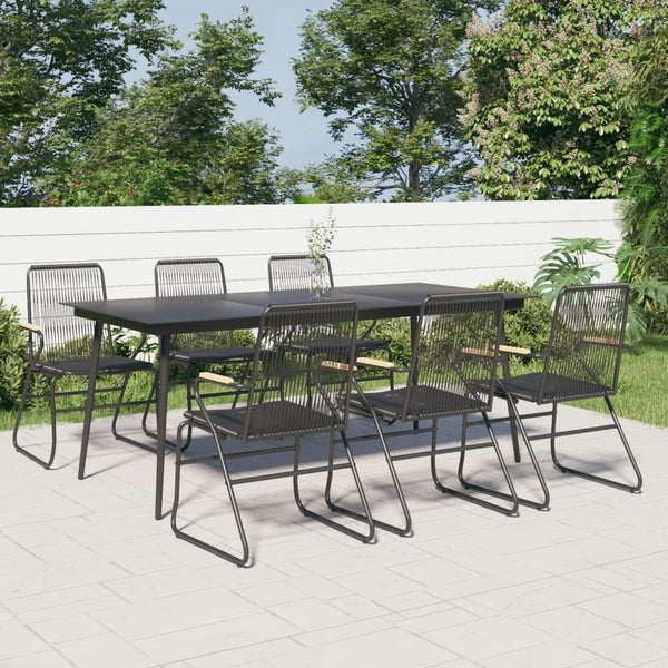 vidaXL 7-Piece Garden Dining Set Black PVC Rattan