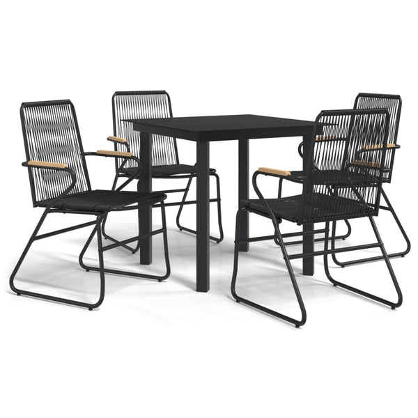 vidaXL 5-piece Garden Dining Set Black PVC Rattan