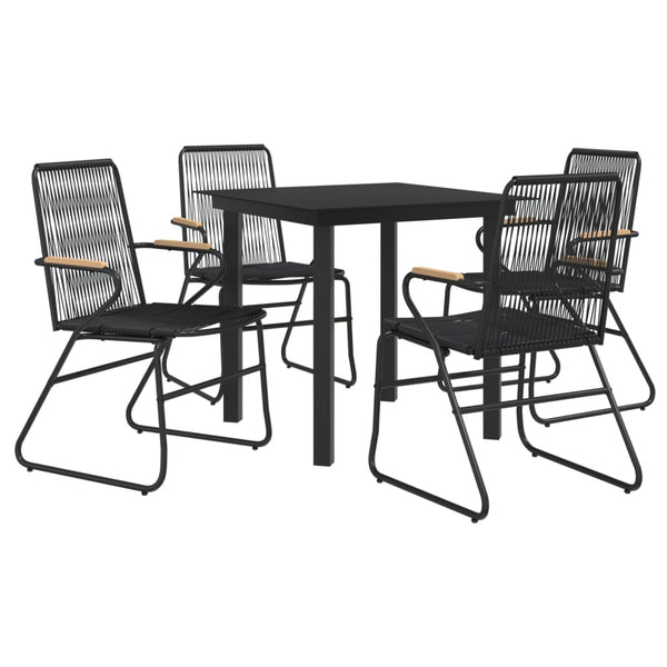 vidaXL 5-piece Garden Dining Set Black PVC Rattan