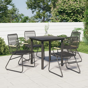 vidaXL 5-piece Garden Dining Set Black PVC Rattan