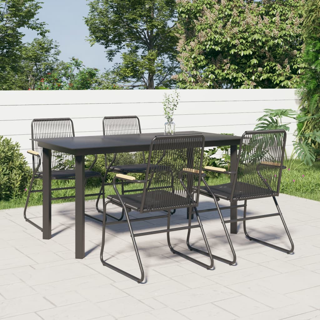 vidaXL 5-piece Garden Dining Set Black PVC Rattan