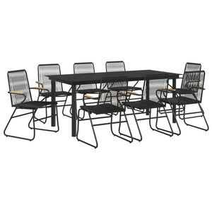 vidaXL 9-piece Garden Dining Set Black PVC Rattan