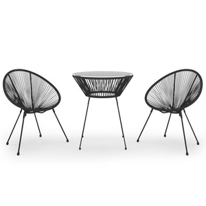vidaXL 3-Piece Garden Dining Set PVC Rattan Black