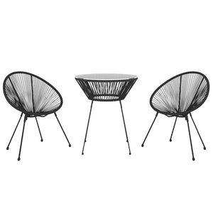 vidaXL 3-Piece Garden Dining Set PVC Rattan Black